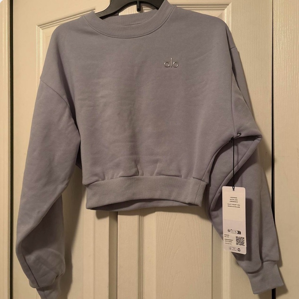 ALO Yoga Lavender Cropped Highneck Sweatshirt